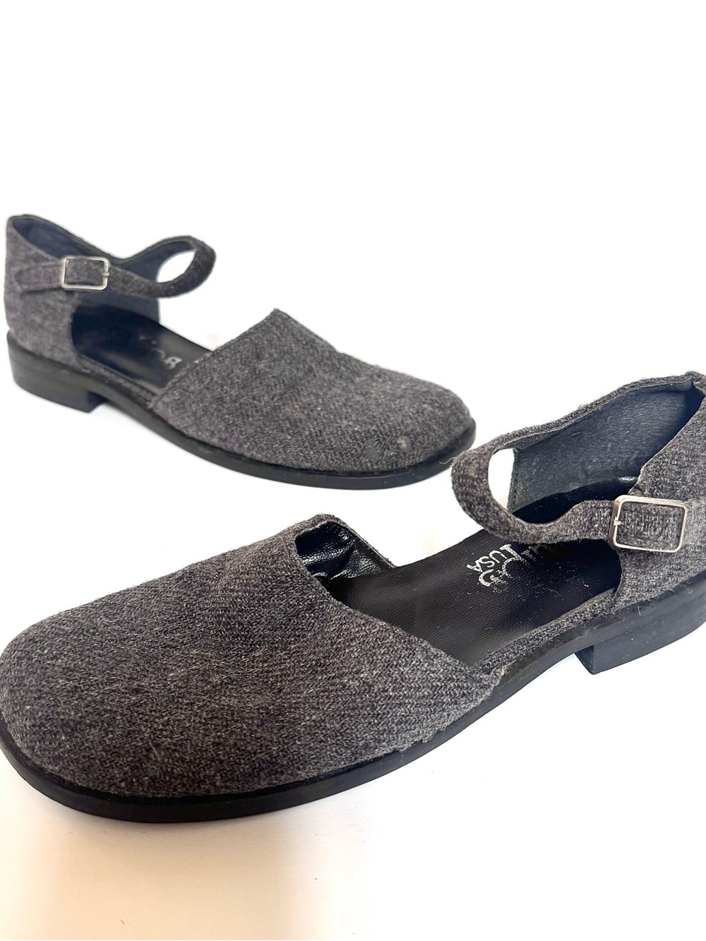Heather Gray Mary Jane Flats with Ankle Strap - Comfort Casual